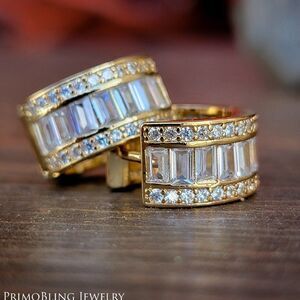 Gold Baguette Hoop Earrings 